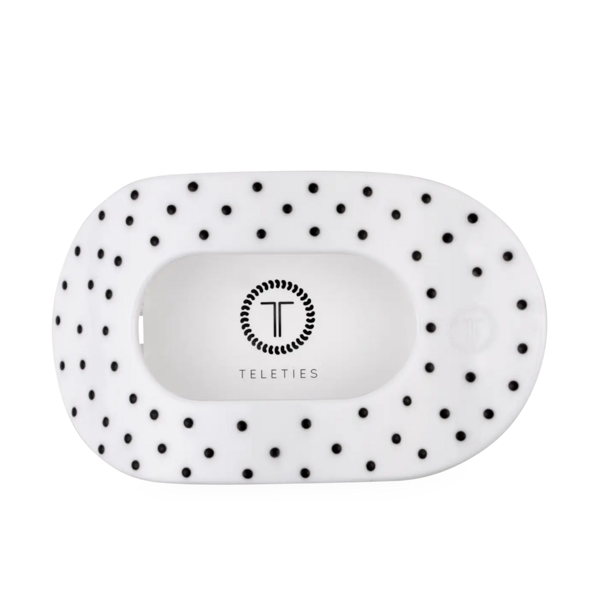 White Polka Dot Party, Flat Round Hair Clip Large