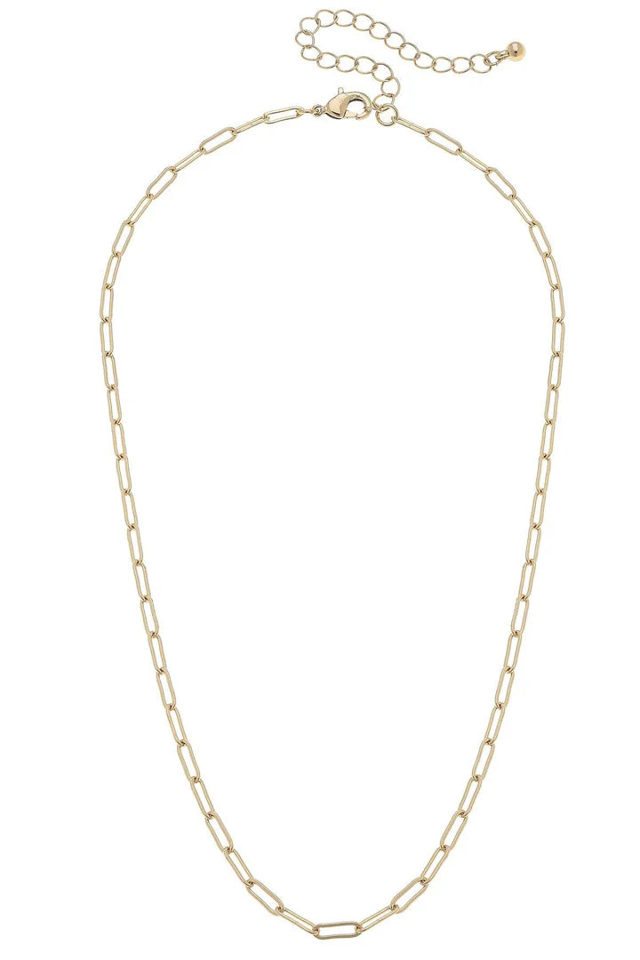 Celia Paperclip Chain Charm Necklace Base in Shiny Gold