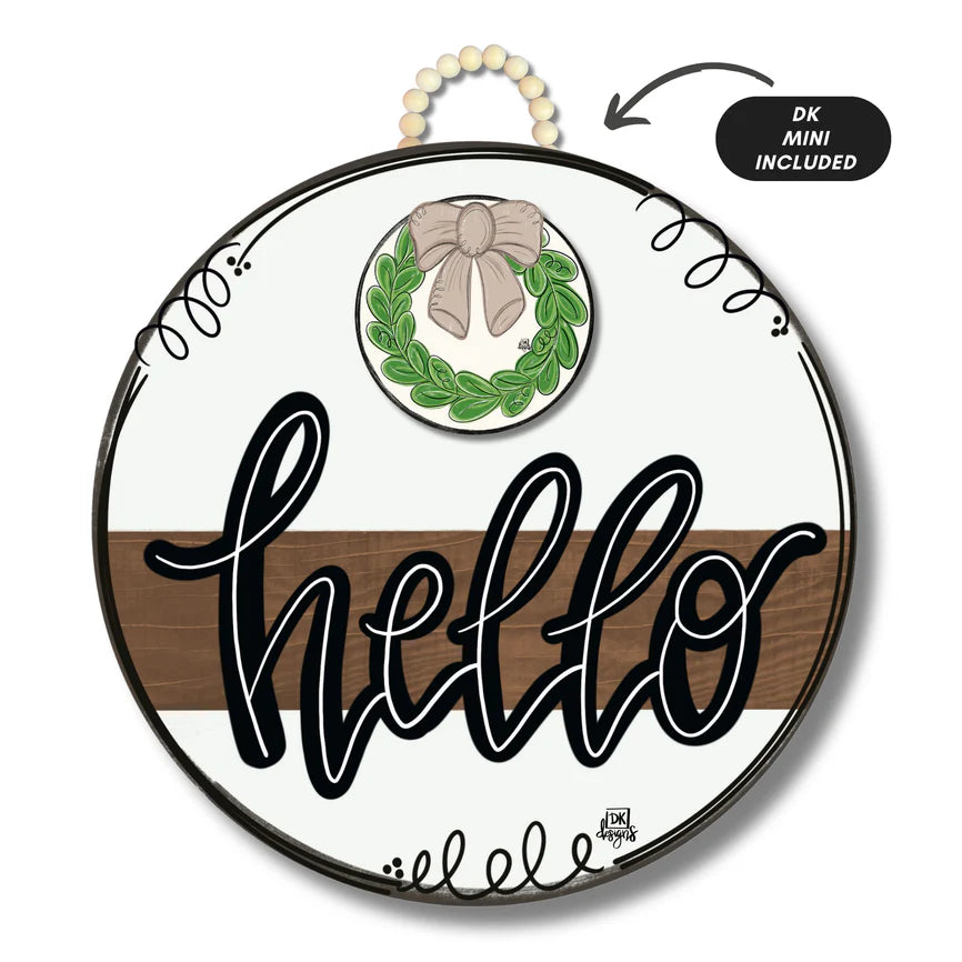 Door Hanger & Mini, Stained Stripe Hello + Wreath