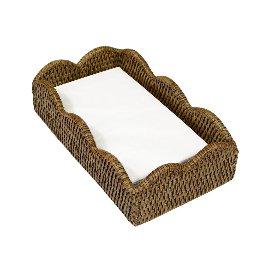 Rattan Scalloped Guest Towel Holder, Natural