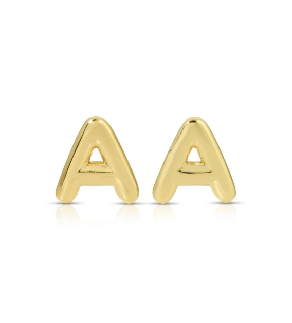 Gold Initial Studs on Gift Tag, Letter A