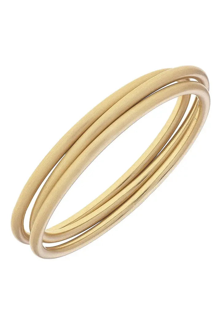 Isla Bangles - Set of 3 in Gold Satin