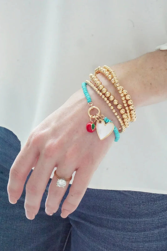 Lucy Beaded Charm Bracelet Base in Turquoise