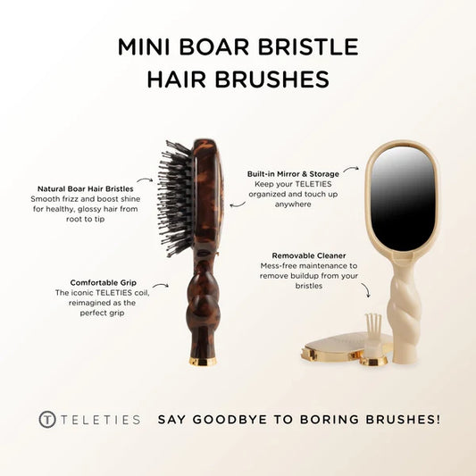 Mini Boar Hair Brush, Tan