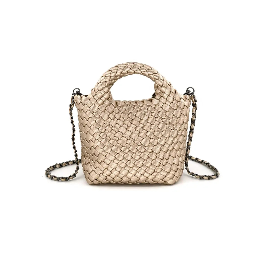 Braided Mini Tote Bag & Wristlet, Champagne