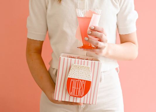 Mini Nesting Cube Medium Pink Skinny Stripe