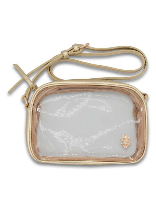 Faux Leather Stadium Bag, Gold