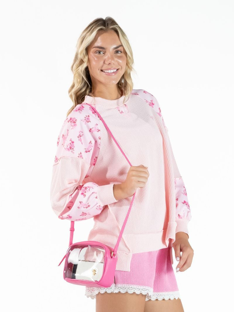 Faux Leather Stadium Bag, Pink