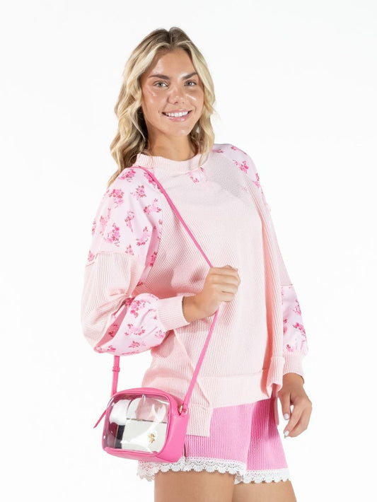 Faux Leather Stadium Bag, Pink