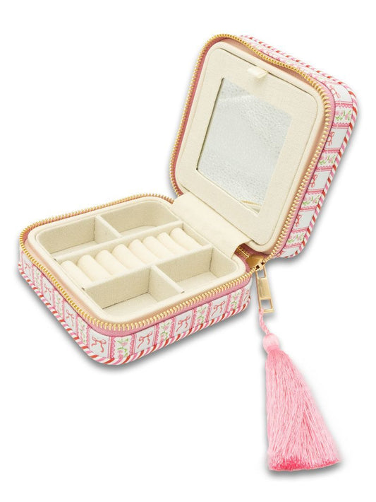 Tassel Jewelry Case, Blush Stripe