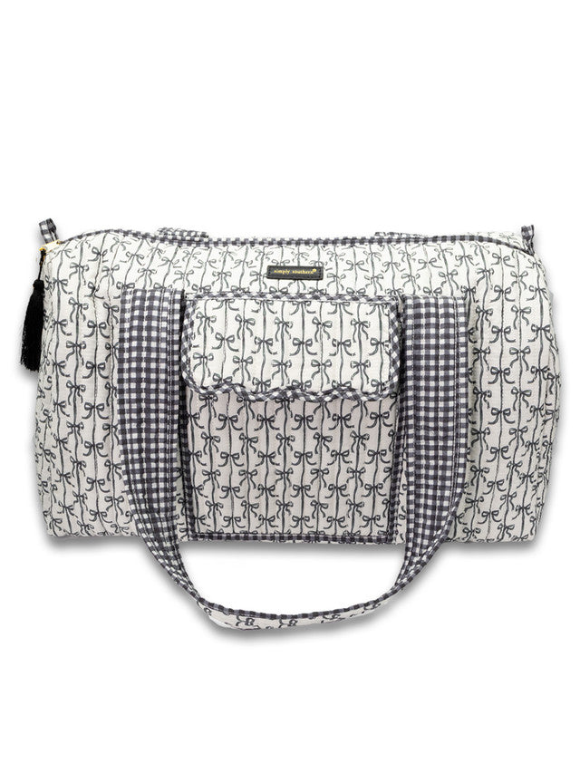 Quilted Duffel Bag, Black Bow