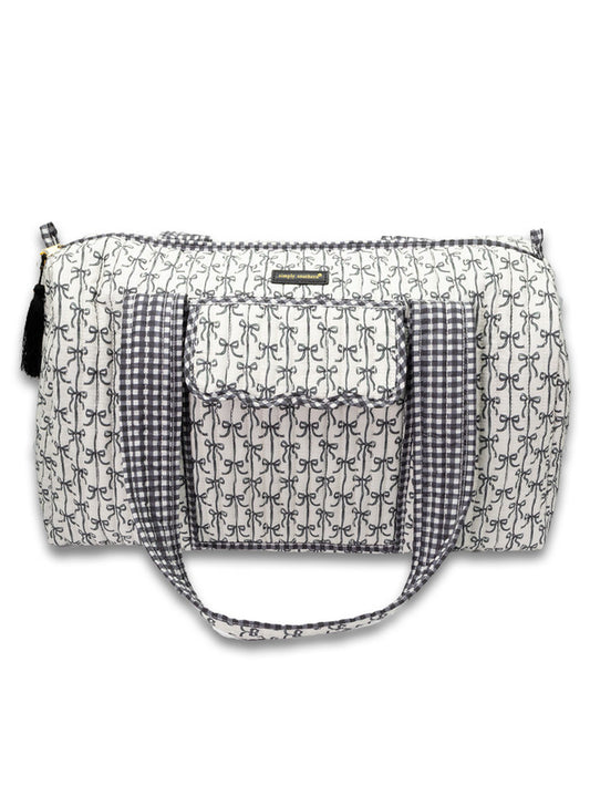 Quilted Duffel Bag, Black Bow