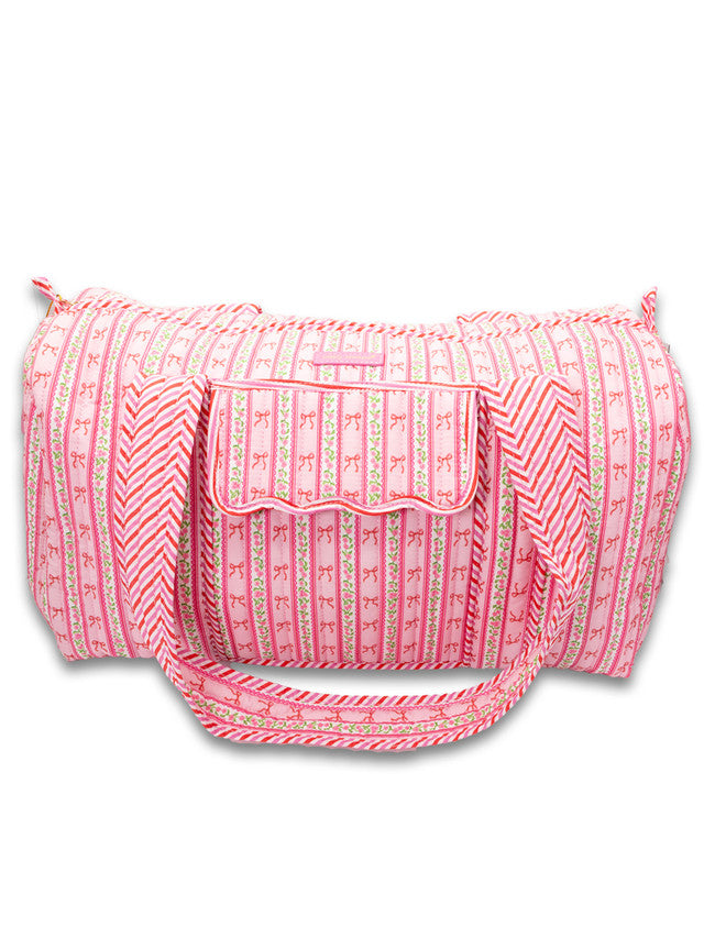 Quilted Duffel Bag, Blush Stripe