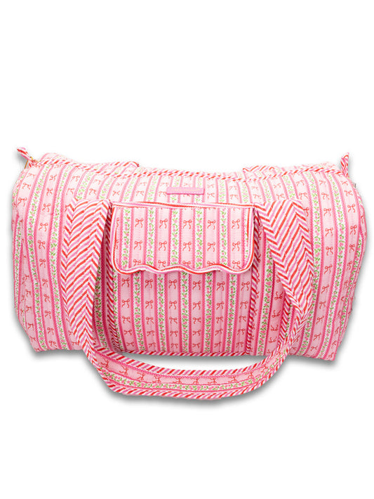 Quilted Duffel Bag, Blush Stripe
