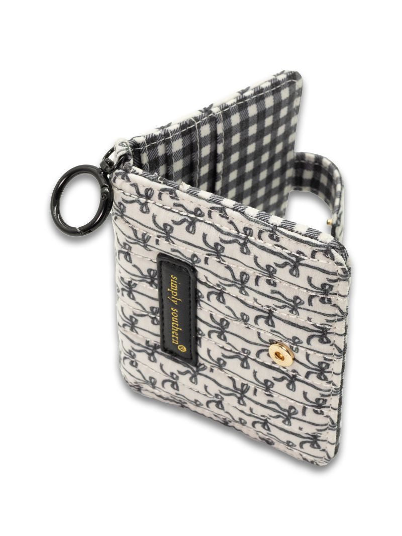 Quilted ID Wallet, Black Bow