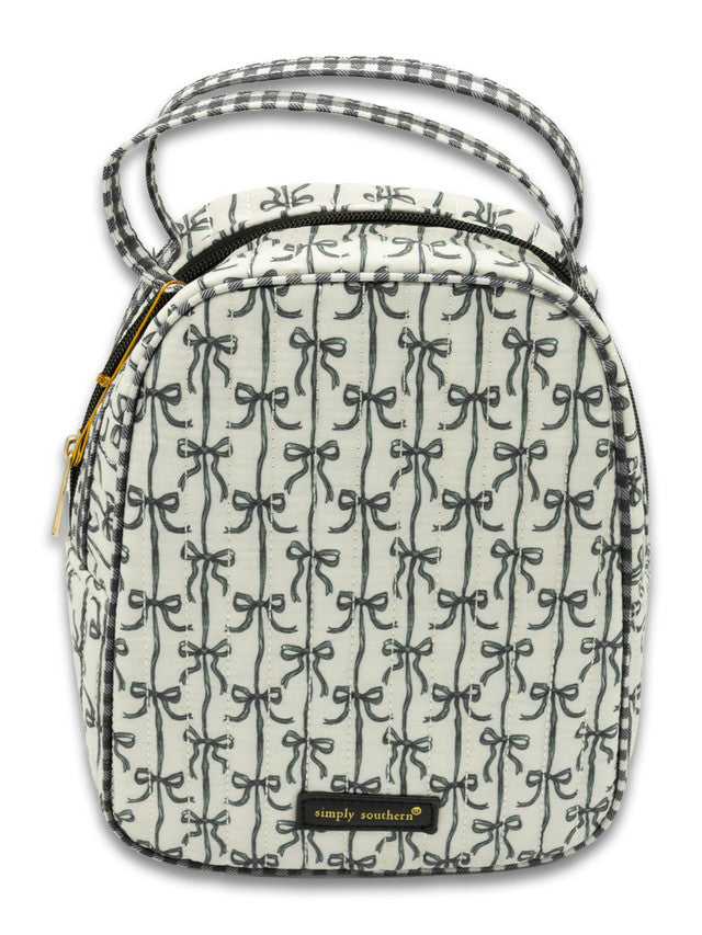 Quilted Lunch Bag, Black Bow