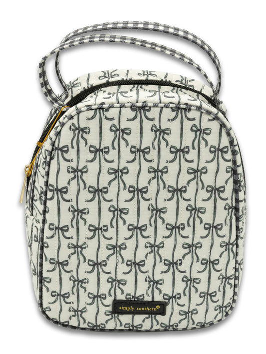 Quilted Lunch Bag, Black Bow