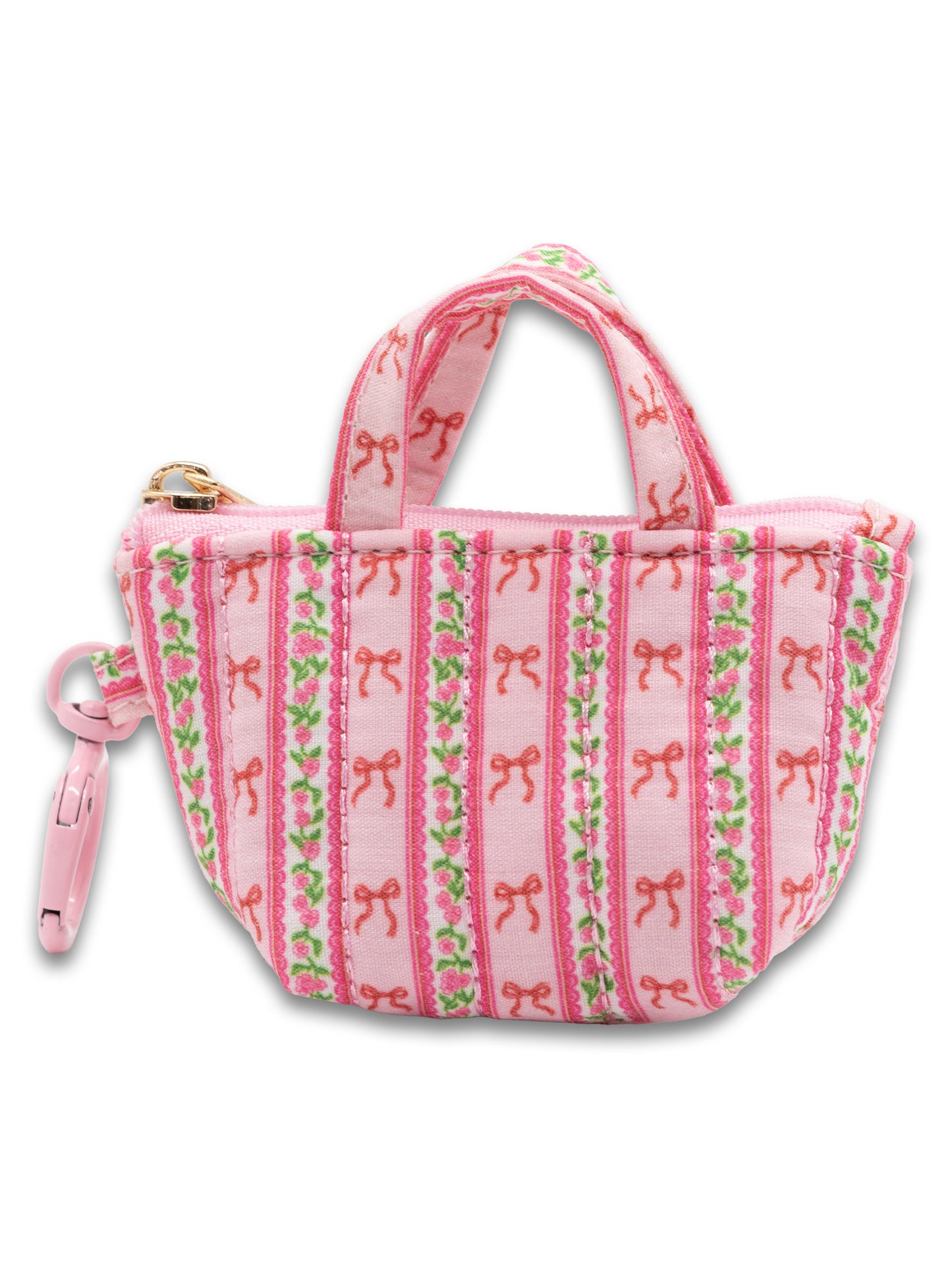Keychain Mini Tote, Blush Stripe