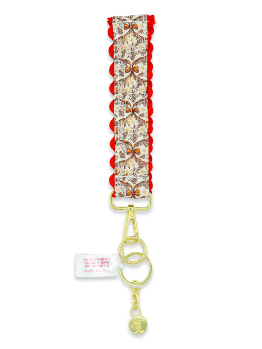 Ricrac Keyfob, Brown Bows