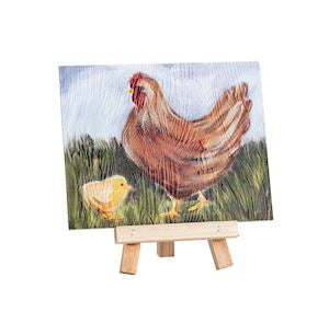 Rooster Canvas Art Easel Set