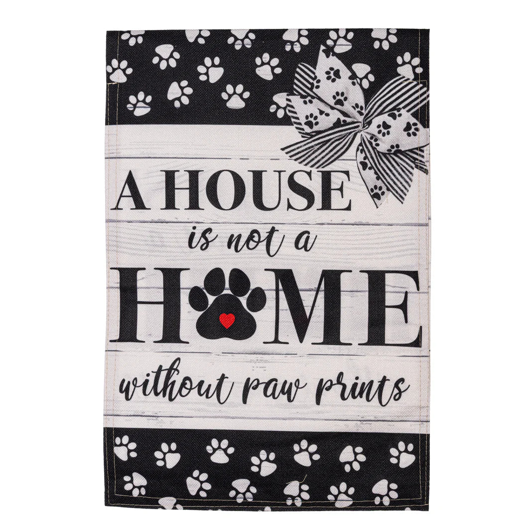 Paw Prints Garden Burlap Flag