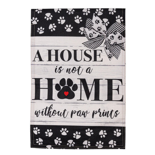 Paw Prints Garden Burlap Flag