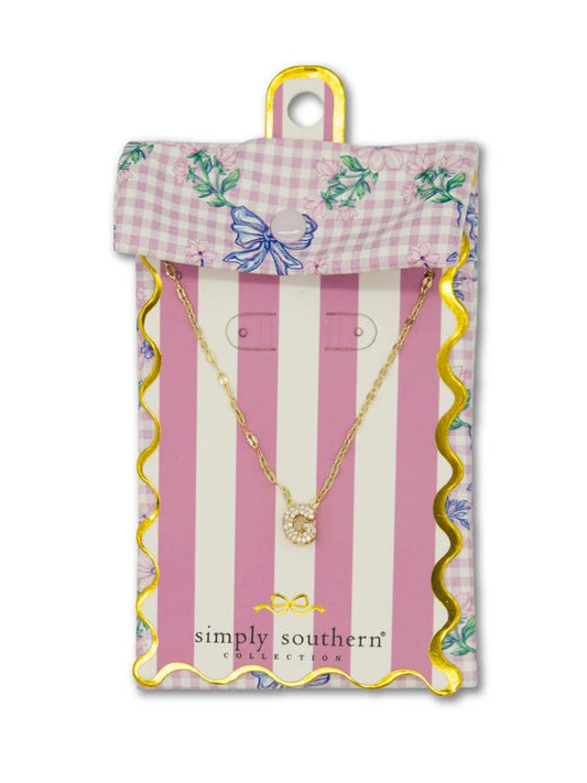 Rhinestone Gold Initial Necklace, G