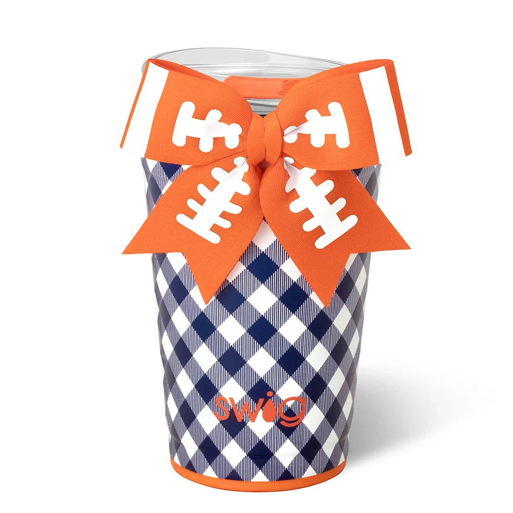 Gameday Gingham Navy + Orange Party Cup