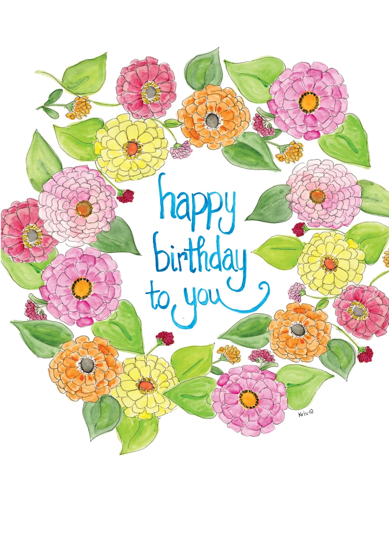 Card, Birthday Zinnias