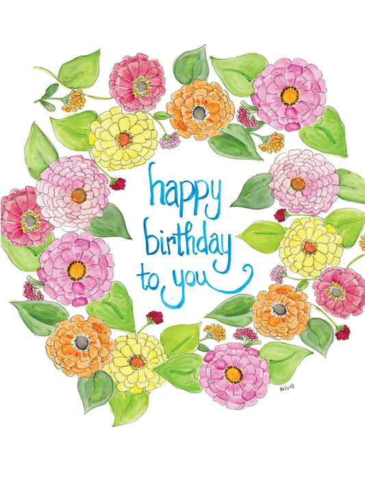 Card, Birthday Zinnias