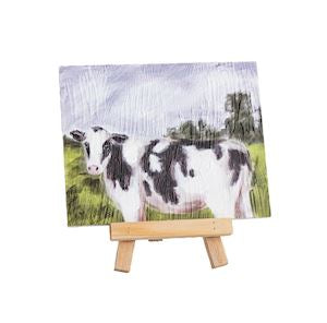 Cow Canvas Art Easel Set