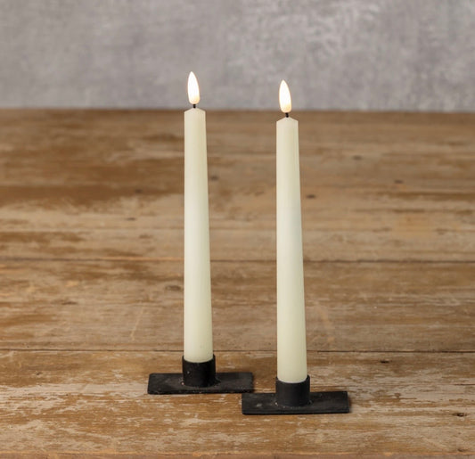 Set/ 2 - 9.5" 3D Flame Drop Cream Taper Candle