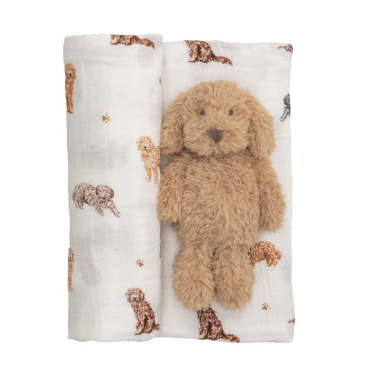 Doodle Swaddle And Rattle Set