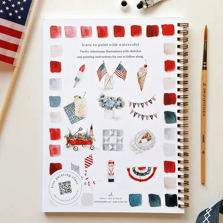 Watercolor Workbook w/ Paint Set, Americana