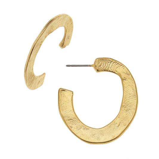 Gold Hammered Hoops, Small