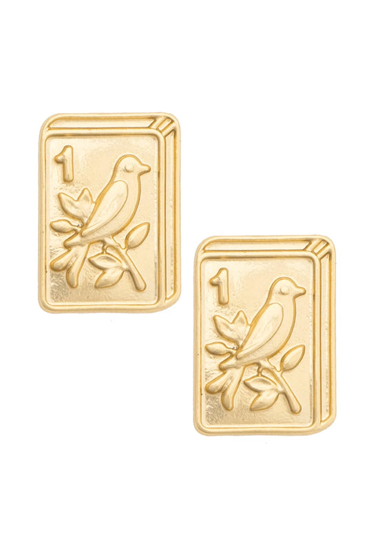 Bird Bam 24K Plated Tile Stud Earrings