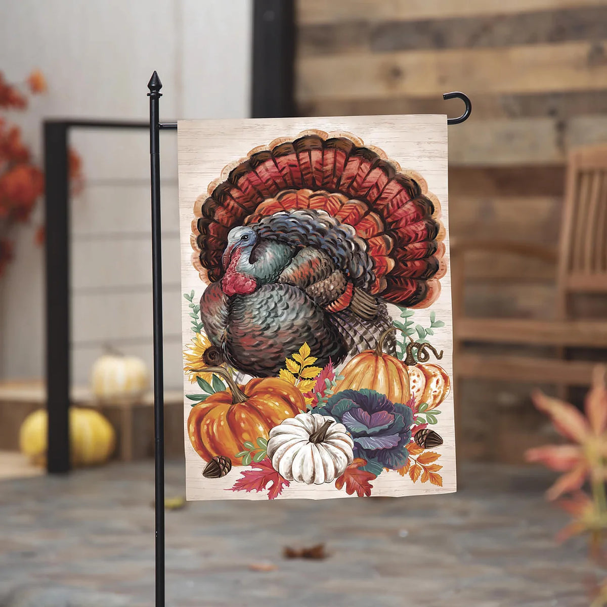 Elaborate Turkey Applique Garden Flag