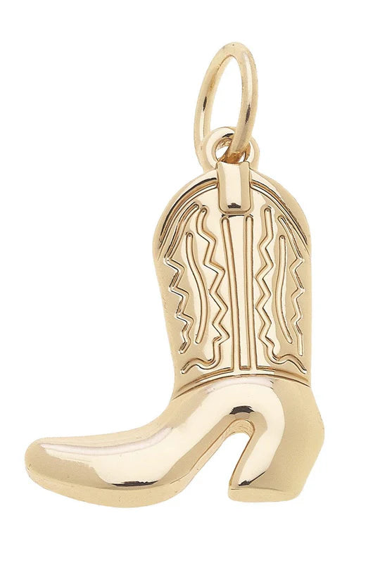 Cowboy Boot Charm in Shiny Gold