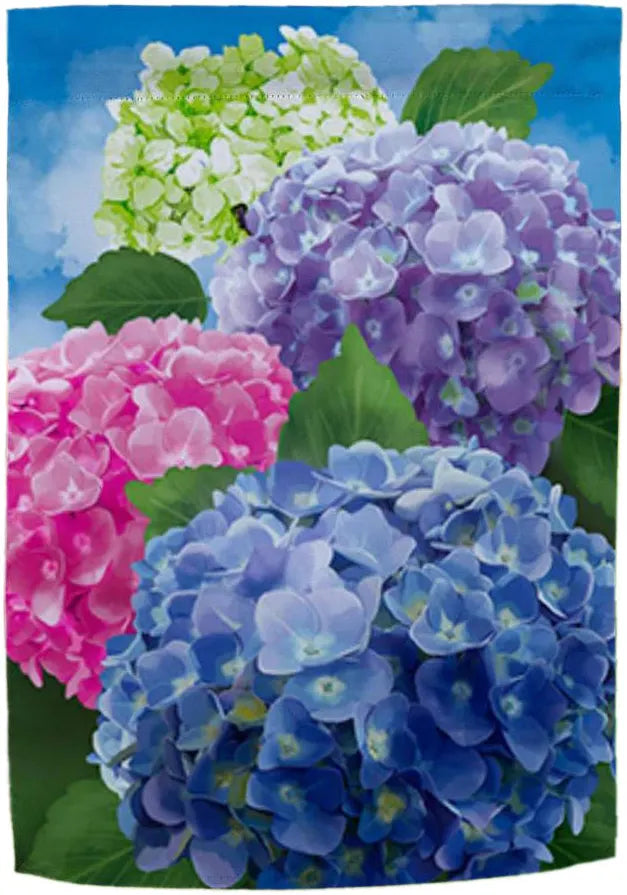 Multicolor Hydrangeas Suede Garden Flag