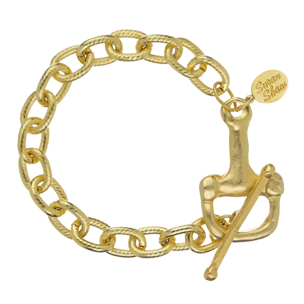 Gold Large Horse Bit Toggle Chain Bracelet