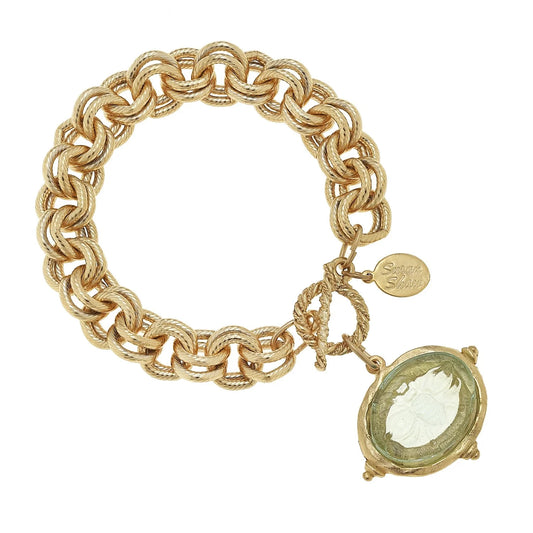 Gold Venetian Glass Bee Bracelet, Clear