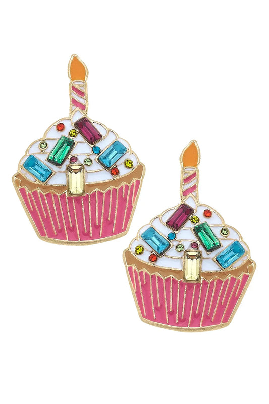 Bejeweled Cupcake Stud Earrings