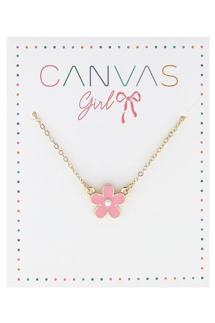 Hazel Enamel Flower Children’s Necklace Light Pink