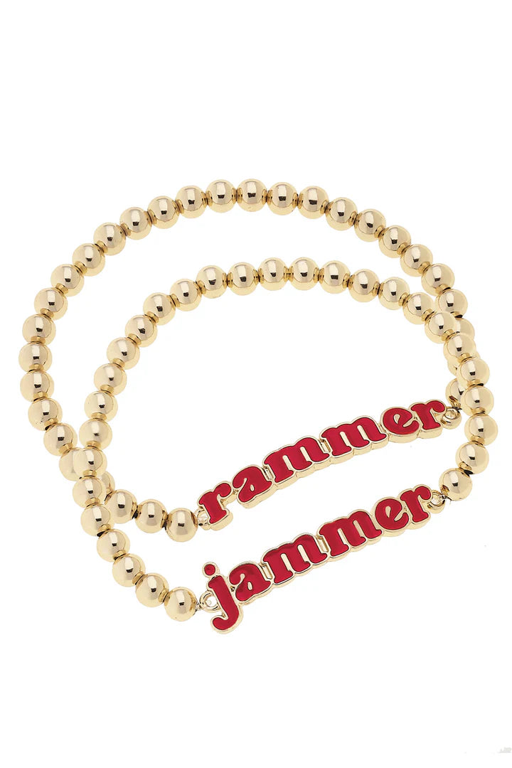 Alabama Rammer Jammer Ball Bead Bracelet Set of 2