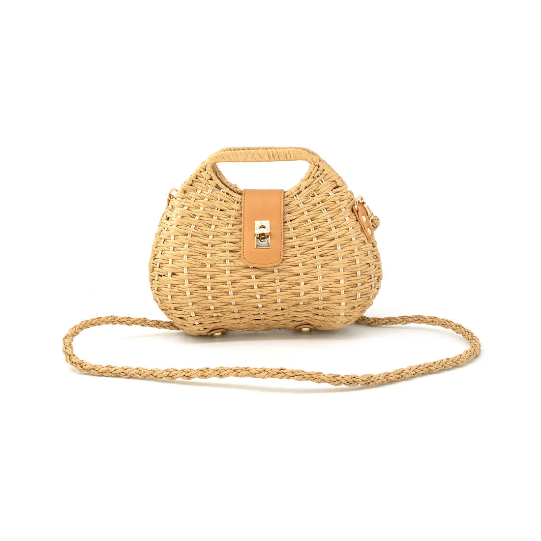 Straw Purse w/Removable Strap, Khaki