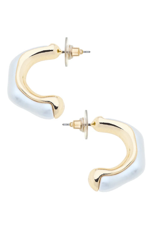 Luarena Organic Pearl Hoop Earrings in Ivory