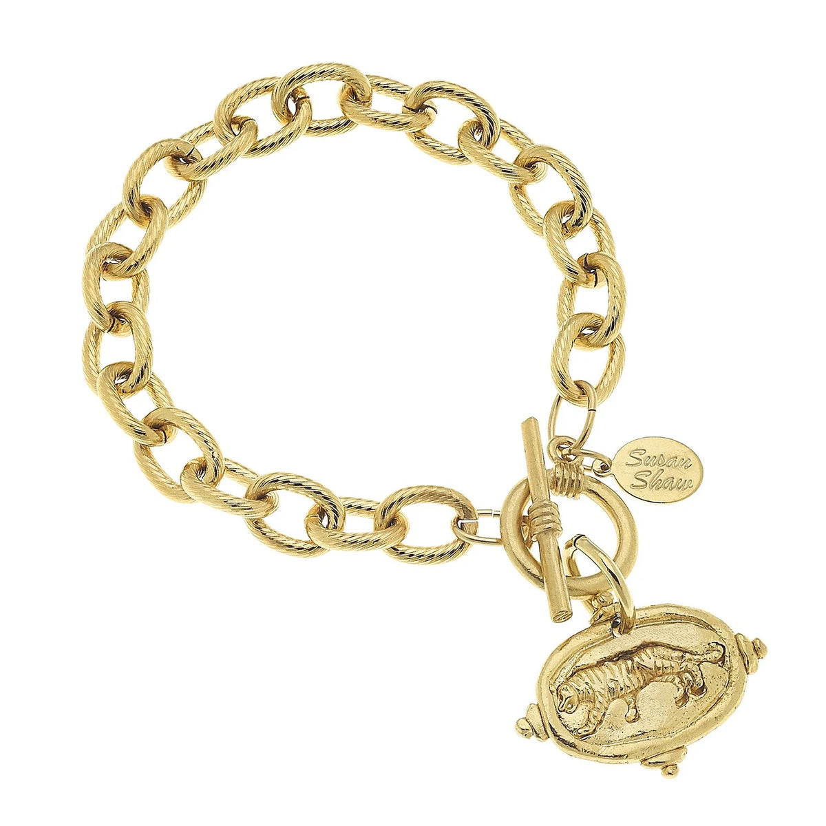 Gold Tiger on Chain Bracelet