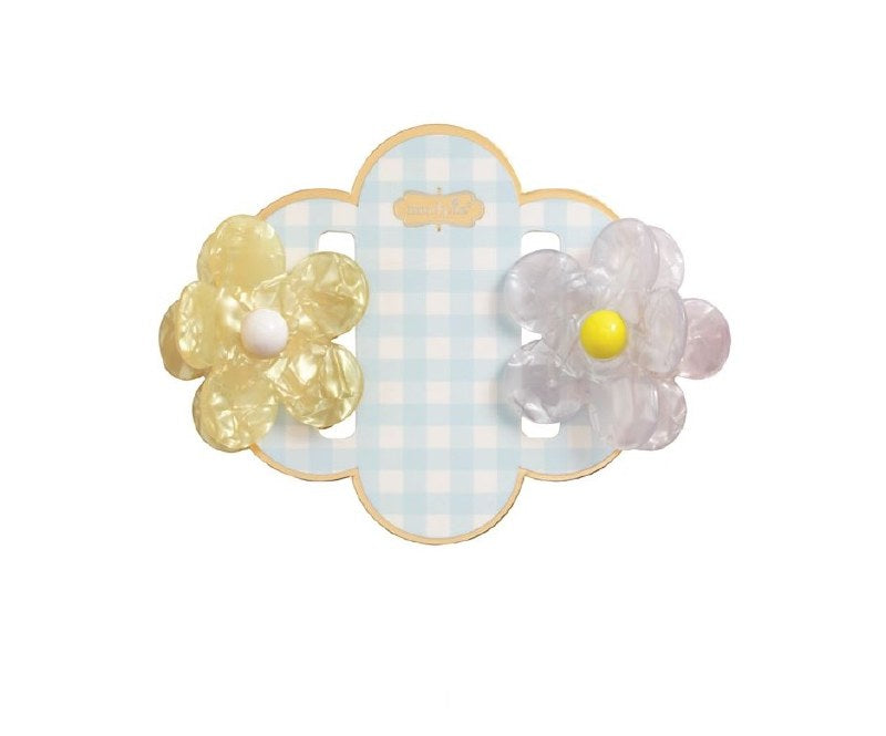 Flower Claw Clip Set, Yellow-White