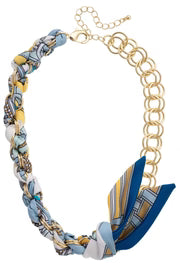 Desiree Chain Scarf Necklace in Light Blue/Yellow