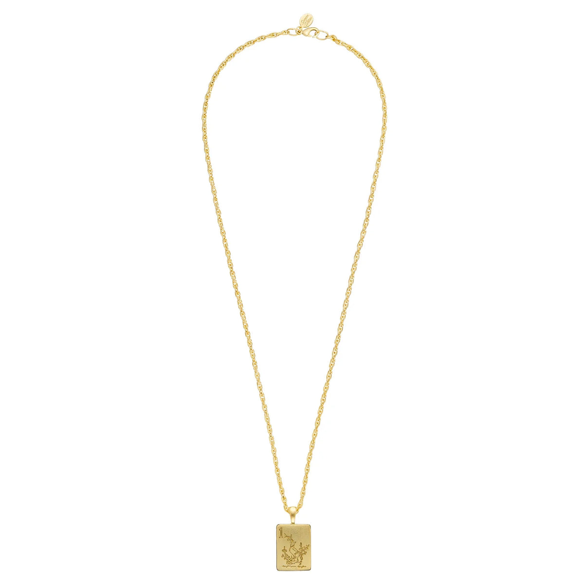 Gold 30in Rope Chain & Bird Bam Mahjong Pendant